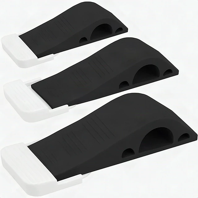 Main image of Heavy Duty Door Stop Wedge 3-Pack Black Rubber Floor Stopper Carpet Tile Wood