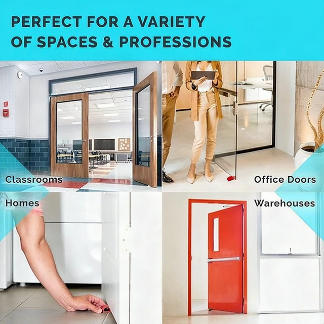 Alt view image 3 of 7 - Heavy Duty Door Stop Wedge 3-Pack Black Rubber Floor Stopper Carpet Tile Wood