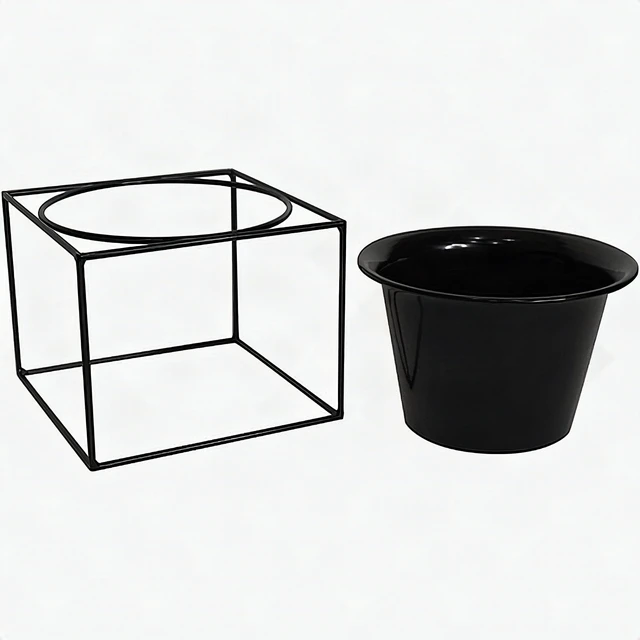 Alt view image 2 of 7 - Metal Square 6" Plant Pot Stand Holder Removable Planter Black Metal 2 Pack New