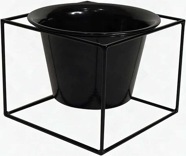 Main image of Metal Square 6" Plant Pot Stand Holder Removable Planter Black Metal 2 Pack New