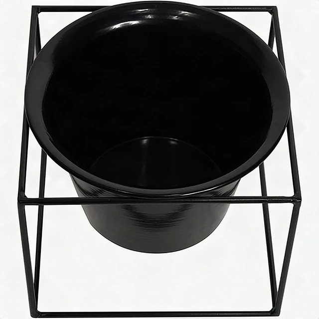 Alt view image 3 of 7 - Metal Square 6" Plant Pot Stand Holder Removable Planter Black Metal 2 Pack New