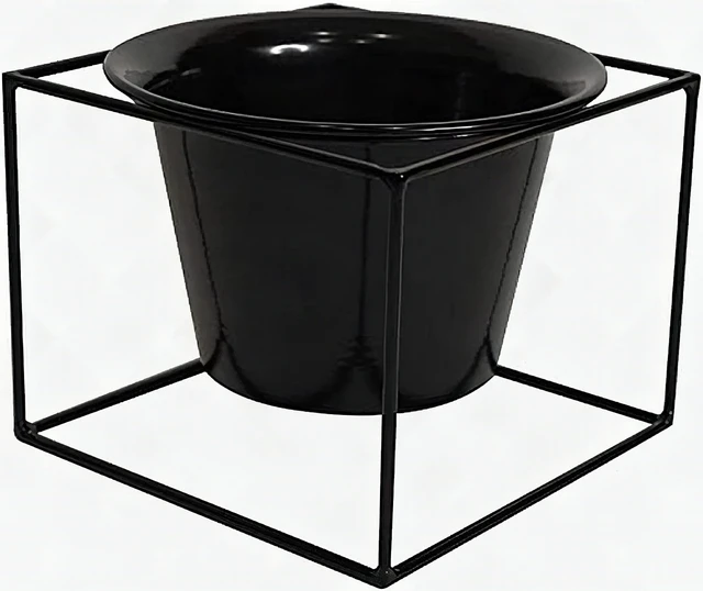 Alt view image 5 of 7 - Metal Square 6" Plant Pot Stand Holder Removable Planter Black Metal 2 Pack New