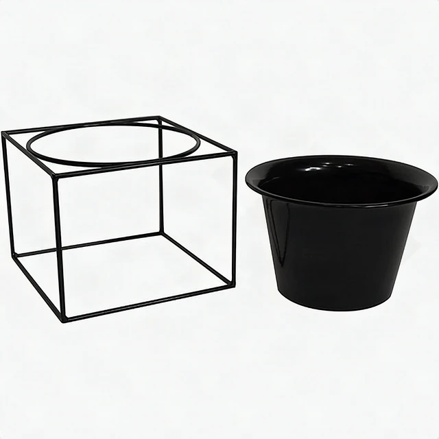 Alt view image 7 of 7 - Metal Square 6" Plant Pot Stand Holder Removable Planter Black Metal 2 Pack New