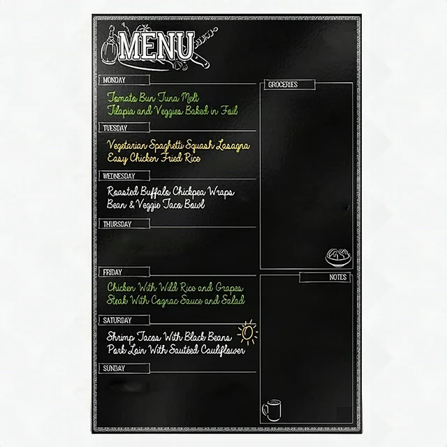 Alt view image 2 of 7 - Magnetic Dry Erase Kitchen Fridge Weekly Meal Planner Menu Board Chart 17x12''