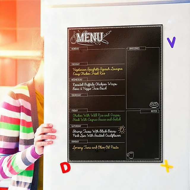 Alt view image 4 of 7 - Magnetic Dry Erase Kitchen Fridge Weekly Meal Planner Menu Board Chart 17x12''
