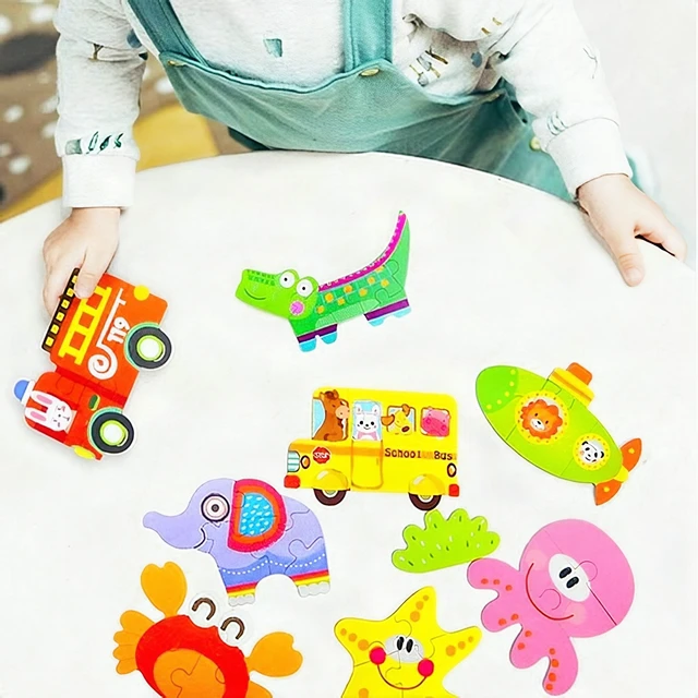 Alt view image 2 of 4 - 6-in-1 Wooden Animal Puzzles Toddlers Ages 2-6 Montessori Educational Learning
