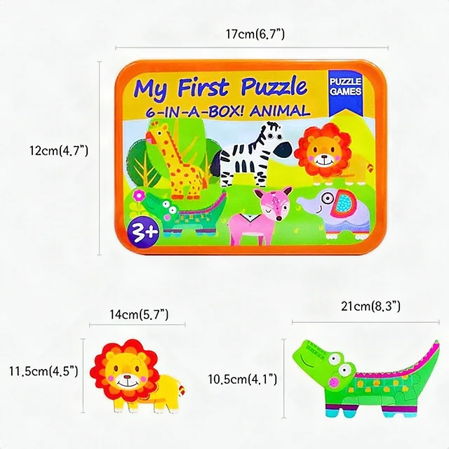 Alt view image 3 of 4 - 6-in-1 Wooden Animal Puzzles Toddlers Ages 2-6 Montessori Educational Learning