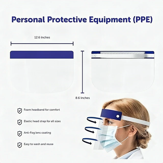 Alt view image 3 of 7 - 10-Pack Face Shield Reusable Washable Clear Protective Mask Anti-Splash Cover