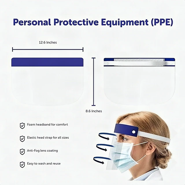 Alt view image 7 of 7 - 10-Pack Face Shield Reusable Washable Clear Protective Mask Anti-Splash Cover