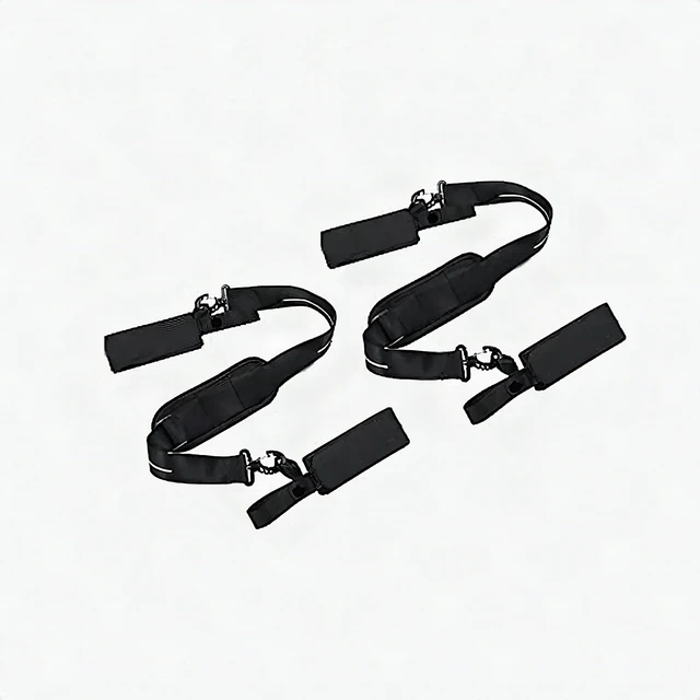 Alt view image 2 of 4 - Ski Carrier Strap Shoulder Pole Boot Holder Adjustable Black Nylon 2 Pack - New