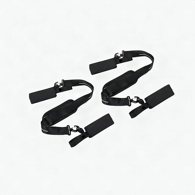 Alt view image 3 of 4 - Ski Carrier Strap Shoulder Pole Boot Holder Adjustable Black Nylon 2 Pack - New