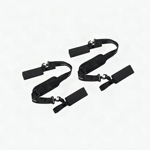 Alt view image 4 of 4 - Ski Carrier Strap Shoulder Pole Boot Holder Adjustable Black Nylon 2 Pack - New