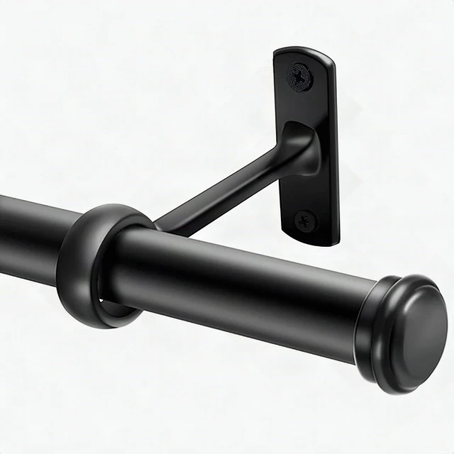 Main image of 1 Inch Black Curtain Rod Heavy Duty Adjustable 144-168 Inch for Windows - New