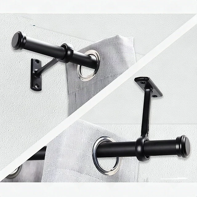 Alt view image 4 of 7 - 1 Inch Black Curtain Rod Heavy Duty Adjustable 144-168 Inch for Windows - New