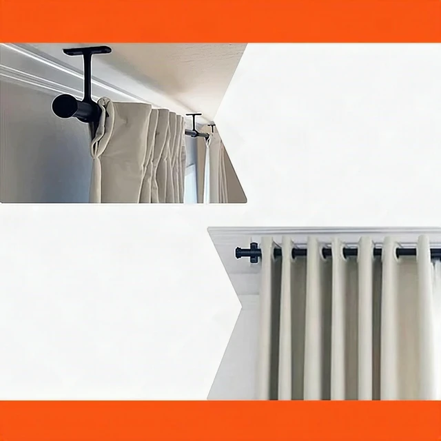 Alt view image 6 of 7 - 1 Inch Black Curtain Rod Heavy Duty Adjustable 144-168 Inch for Windows - New