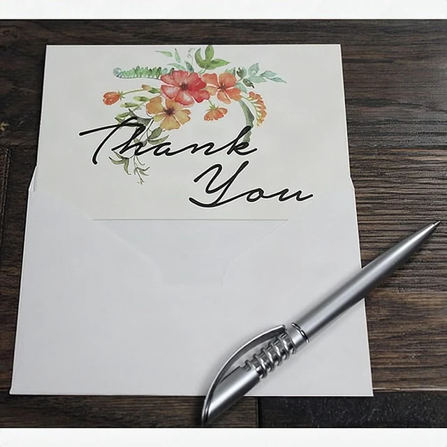 Alt view image 2 of 7 - 100 Floral Thank You Cards with Envelopes Set 4x6 All Occasions Note Cards New