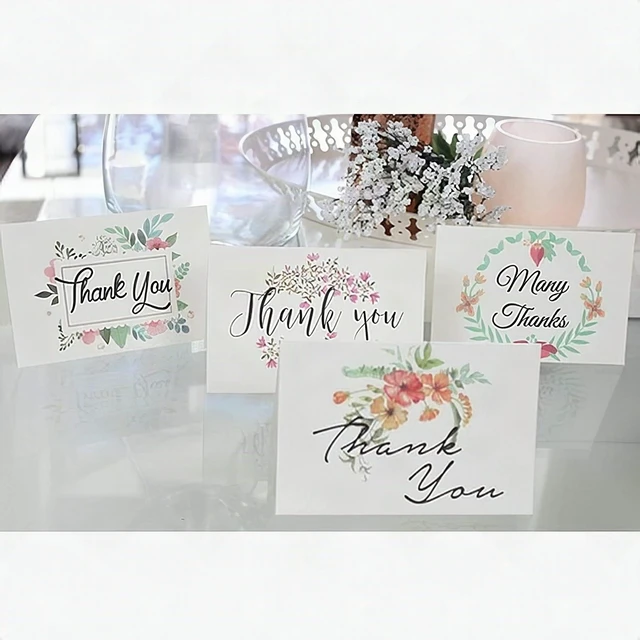 Alt view image 3 of 7 - 100 Floral Thank You Cards with Envelopes Set 4x6 All Occasions Note Cards New