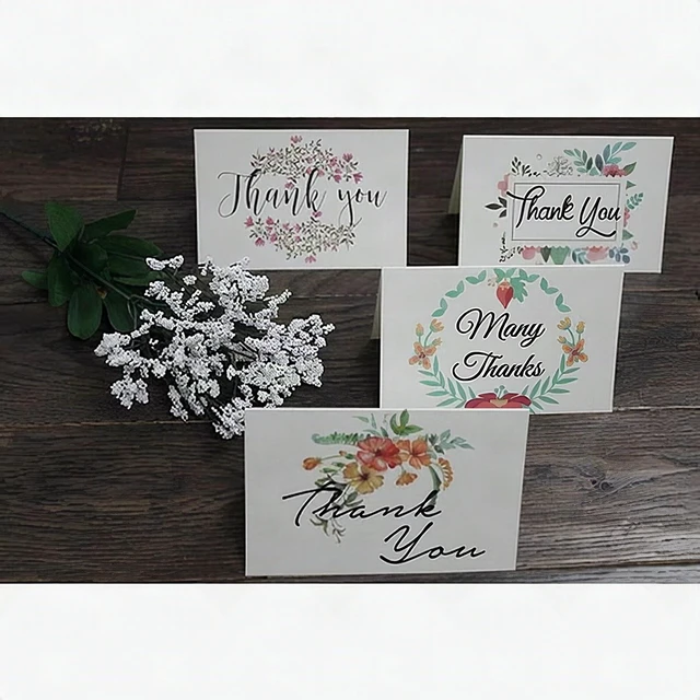Alt view image 6 of 7 - 100 Floral Thank You Cards with Envelopes Set 4x6 All Occasions Note Cards New
