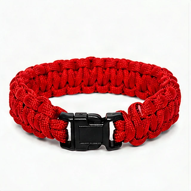 Main image of Explorer 9.5" Survival Paracord Bracelet Red Nylon Plastic Release Buckle Campin