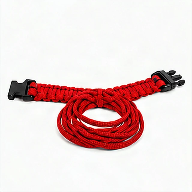 Alt view image 2 of 7 - Explorer 9.5" Survival Paracord Bracelet Red Nylon Plastic Release Buckle Campin