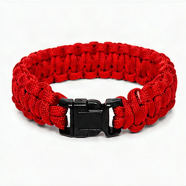 Alt view image 6 of 7 - Explorer 9.5" Survival Paracord Bracelet Red Nylon Plastic Release Buckle Campin