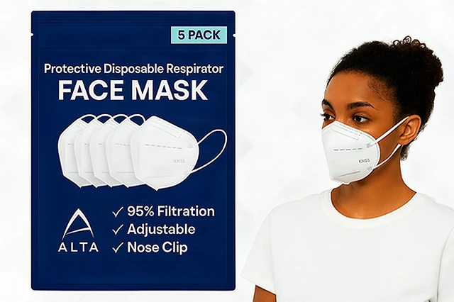 Alt view image 3 of 4 - Alta KN95 Disposable Face Masks 100-Pack 95% Filtration Earloop Breathable White