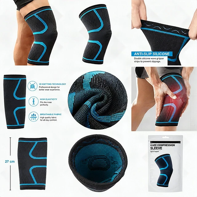 Alt view image 2 of 7 - Knee Compression Sleeve Brace Support Pain Relief Arthritis Sport Joint Size XL
