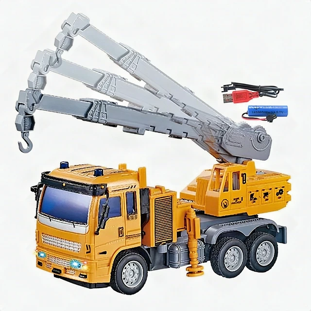 Alt view image 2 of 4 - RC City Truck Remote Control Toy Car Yellow with Lights for Kids Ages 3+ New