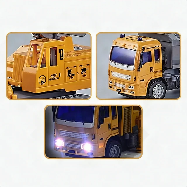 Alt view image 3 of 4 - RC City Truck Remote Control Toy Car Yellow with Lights for Kids Ages 3+ New
