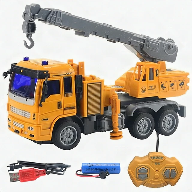 Alt view image 4 of 4 - RC City Truck Remote Control Toy Car Yellow with Lights for Kids Ages 3+ New