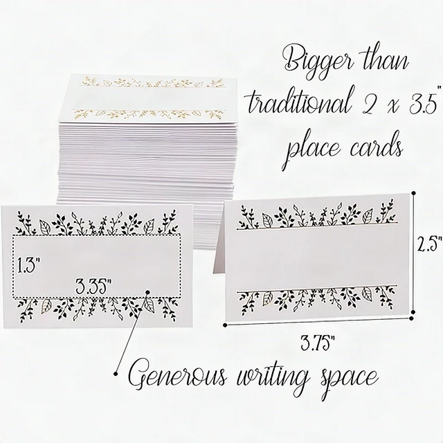 Alt view image 2 of 7 - 100 Gold Foil Tent Place Cards Table Name Setting Wedding Banquet Event 2.5x3.75