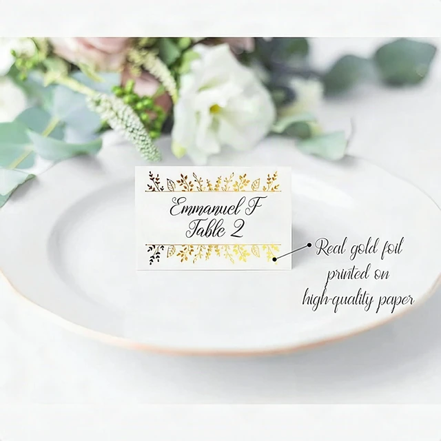 Alt view image 3 of 7 - 100 Gold Foil Tent Place Cards Table Name Setting Wedding Banquet Event 2.5x3.75