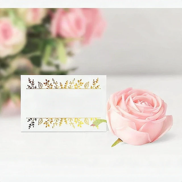Alt view image 5 of 7 - 100 Gold Foil Tent Place Cards Table Name Setting Wedding Banquet Event 2.5x3.75