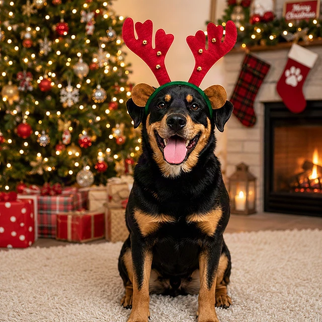 Alt view image 6 of 7 - Dog Reindeer Antlers Headband Christmas Holiday Costume for Medium Large Dogs