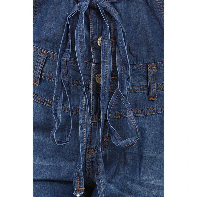 Alt view image 5 of 6 - Bonage Fashion Designer Women's Denim Blue Jean Capri Overall Jumpers - Size L