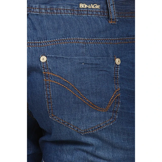 Alt view image 6 of 6 - Bonage Fashion Designer Women's Denim Blue Jean Capri Overall Jumpers - Size L