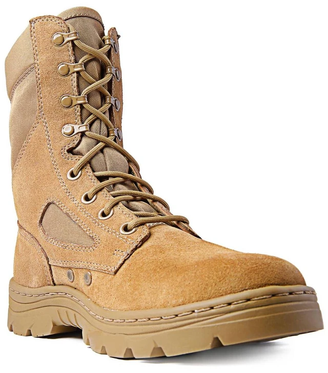 Alt view image 6 of 7 - Men's Tactical Boots Dura-Max 8" Suede Leather Coyote Oil & Slip Resistant Boots, S8.5W