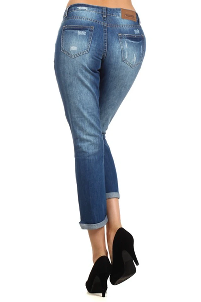 Alt view image 2 of 5 - Bonage Fashion Women's Distressed Denim Jeans Style 558 Size 3