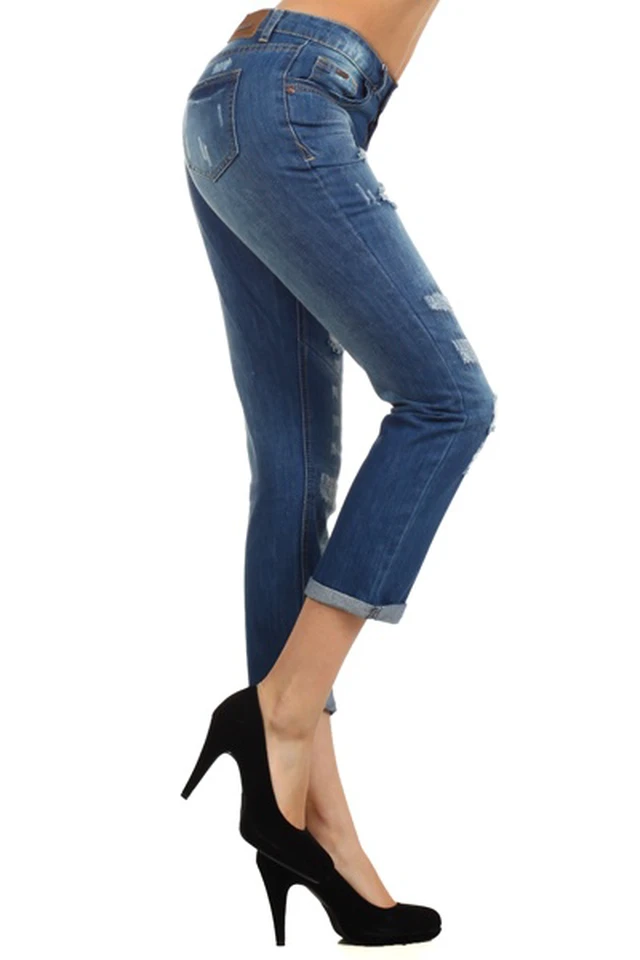 Alt view image 3 of 5 - Bonage Fashion Women's Distressed Denim Jeans Style 558 Size 3