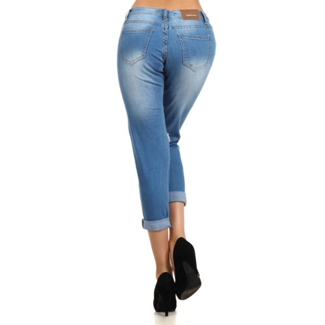 Alt view image 2 of 5 - Bonage Women's Distressed Denim Blue Jeans High Rise Stretch Skinny - New