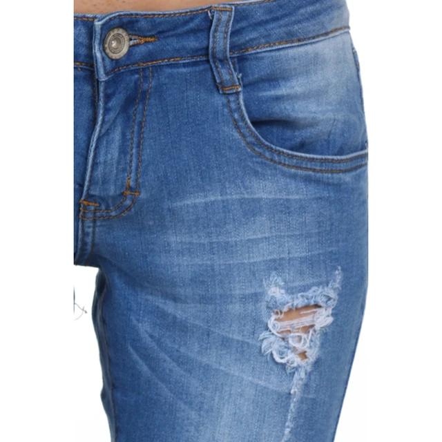 Alt view image 4 of 5 - Bonage Women's Distressed Denim Blue Jeans High Rise Stretch Skinny - New