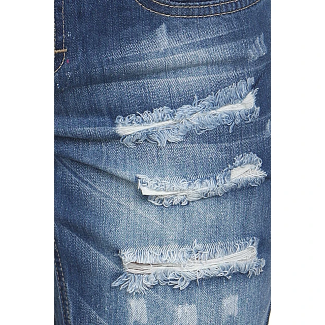 Alt view image 4 of 5 - Bonage Women's Distressed Denim Blue Jeans High Rise Stretch Skinny - New