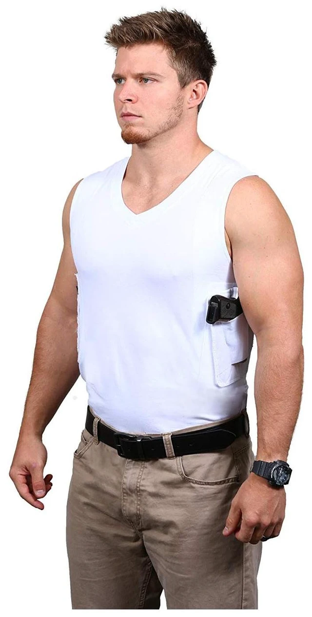 Main image of Ridge Outdoors Packin' Tee Men's Concealed Carry White V-Neck Tank Top 2XL