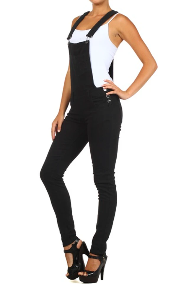 Alt view image 3 of 6 - Bonage Women's Denim Blue Jean Overall Jumpsuit Wide-Leg Pockets Cotton New