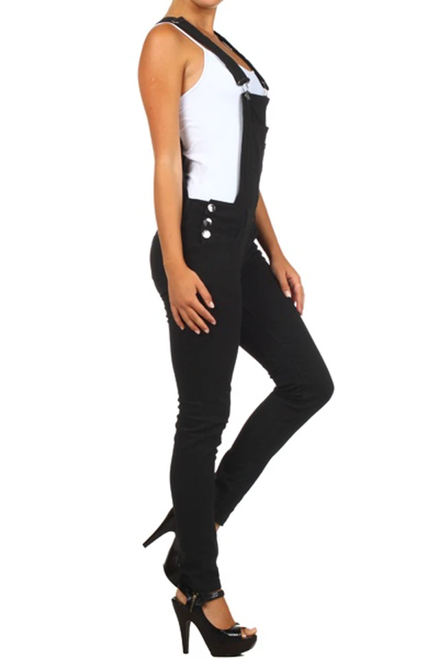 Alt view image 4 of 6 - Bonage Women's Denim Blue Jean Overall Jumpsuit Wide-Leg Pockets Cotton New