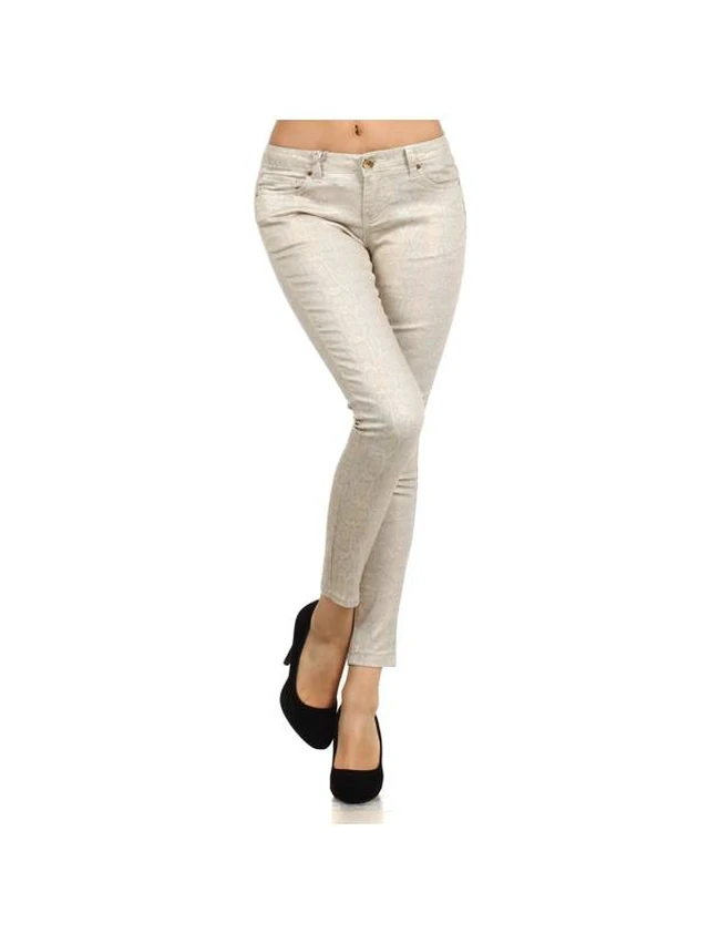 Alt view image 6 of 7 - Bonage Women's Skinny Pants Gold Snakeskin Leopard Print High Waist Fashion New