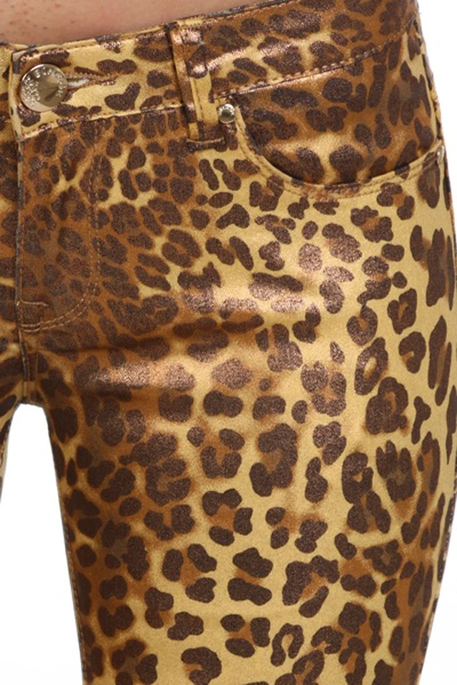 Alt view image 4 of 7 - Bonage Women's Skinny Pants Gold Snakeskin Leopard Print High Waist Fashion New