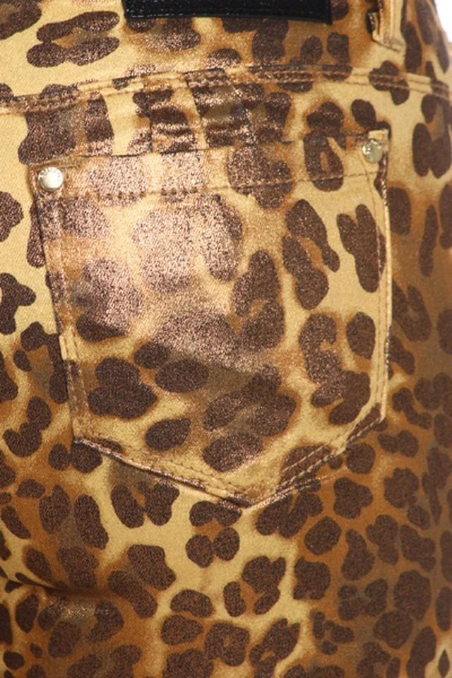 Alt view image 5 of 7 - Bonage Women's Skinny Pants Gold Snakeskin Leopard Print High Waist Fashion New