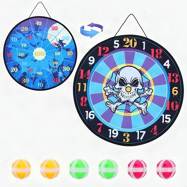 Alt view image 2 of 5 - Kids Dart Board Set 10.5in Plush Sticky Balls Safe Indoor Game Toy 6 Pack - New