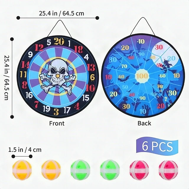 Alt view image 3 of 5 - Kids Dart Board Set 10.5in Plush Sticky Balls Safe Indoor Game Toy 6 Pack - New